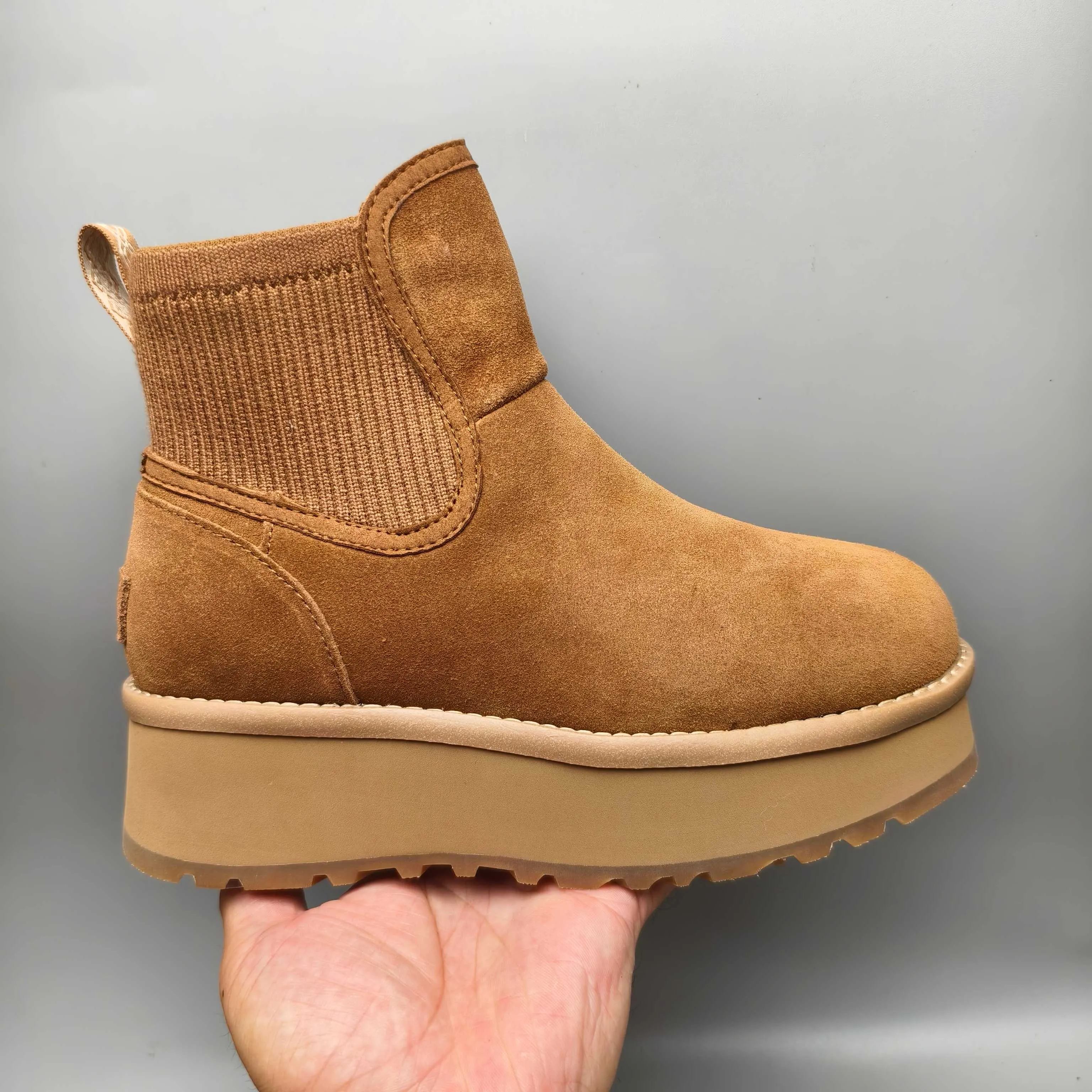 💰600 UGG sheepskin all-in-one snow boots 3258 5 cm thick-soled casual fashion shoes Color: Maroon Sand Size: 35-40